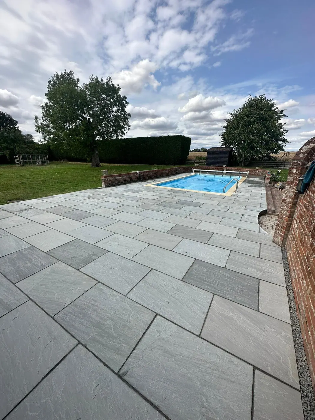 Kandla Grey Indian sandstone patio installation
